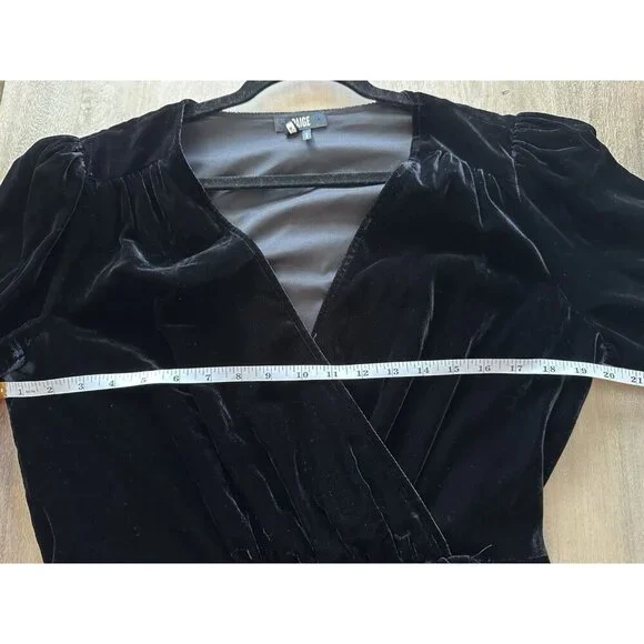 Paige Ysabel Mini Dress Velvet Black Wrap Dress Long Sleeve Size Large - Picture 8 of 10